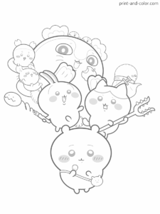 Chiikawa poster coloring page characters Chiikawa Hachiware Usagi Siren