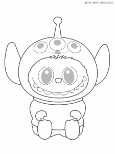 Labubu coloring pages Squeeze Toy Aliens (Toy Story) costume