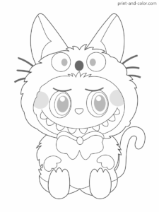 Labubu coloring pages Cat costume