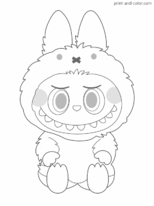 Labubu coloring pages Rabbit costume