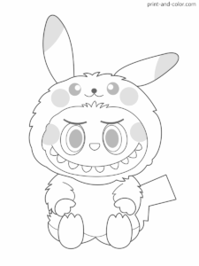 Labubu coloring pages Pikachu (Pokemon) costume