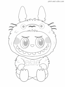 Labubu coloring pages Totoro costume